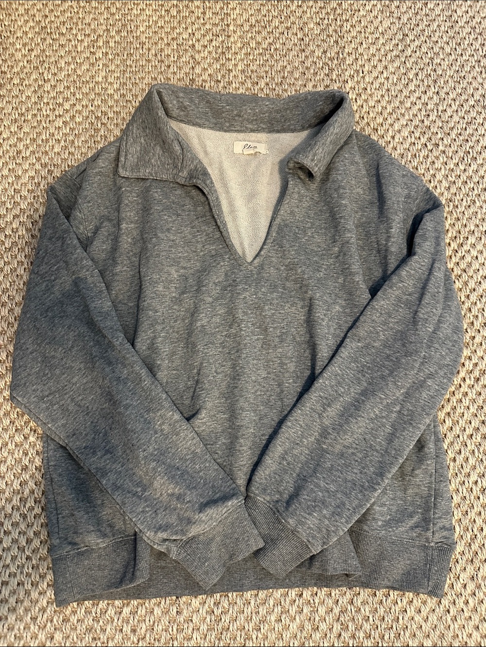 Elan Heather Gray Pullover Quarter-Zip Collar Sweater